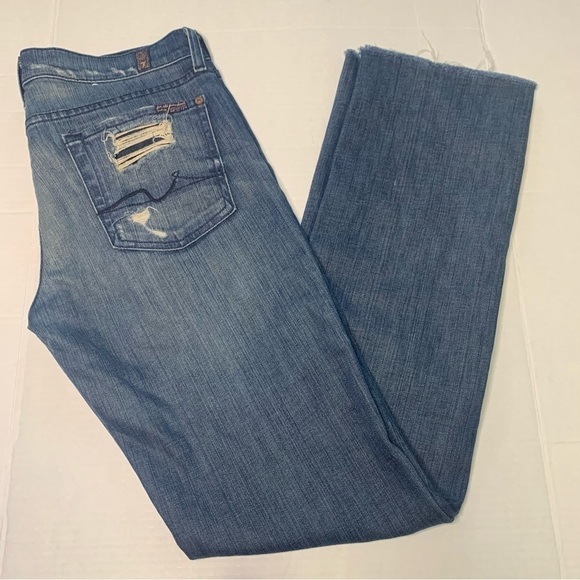 7 For All Mankind Denim - 7 For All Mankind Distressed Straight Leg Jeans Size 29